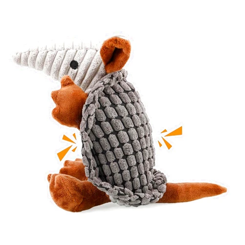 PLYFOU Squeaky Dog Toys, 12 Inch Plush Dog Toys, Stuffed Toys for Small Medium Large All Breed Sizes Dogs, Big Armadillo Animals Toy, Puppy Chew Toy with Clean Teeth, Dark Gray