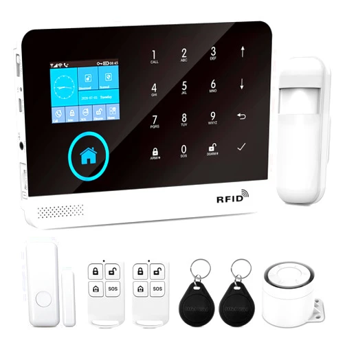 YBJ Wireless Home Alarm System, WiFi Alarm System for Home Security, with Phone APP Control, 8-Piece-Kit (Motion Detector, Door Window Sensor, Remote, Siren), for House, Apartment, Work with Alexa