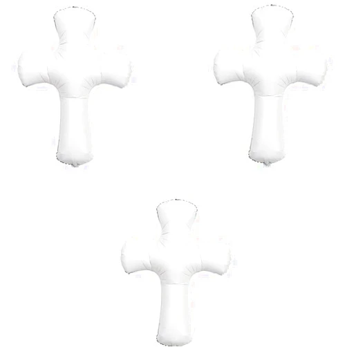 USINNOEM 3 Pcs 30 Inch Cross Foil Balloon Jumbo White Cross Mylar Balloons For Baptism Memorial Communion Christening Religious (white)
