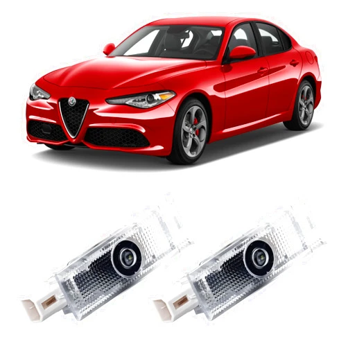 TFSOTLY Never Fade Alfa Romeo Door Light Logo, Projection Ghost Shadow Welcome Puddle Light Compatible with Stelvio Mito Giulietta Giulia 147 159 Accessories (Red)