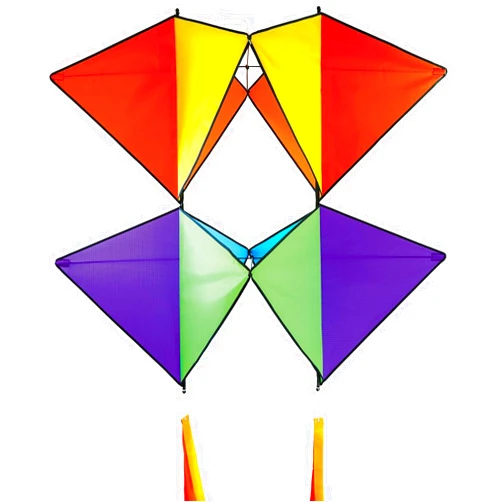 In the Breeze 3371 — Pacific Tri-Kite — Large Colorblock Cellular Single-Line Kite with Color-Coordinated Streamer Tails; Kite Line Included…