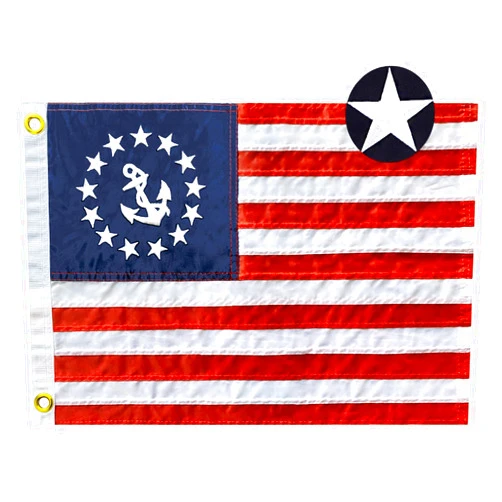 Joven Embroidered Stars and Anchor Boat Flag 12x18 Inch - American Boat Flag Heavy Duty Nylon Sewn Stripes US Pontoon Boat Marine Flags Banner with 2 Brass Grommets