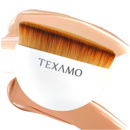 TEXAMO Kabuki Foundation Brush，Flat Top Kabuki Hemispherical Face Blush Liquid Powder Foundation Brush for Blending Liquid, Cream or Flawless Powder Cosmetics with Case