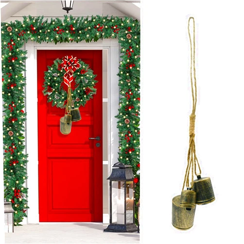 ALLJIANKANG Christmas Bells, Xmas Bronze Bells Metal Vintage Bells with Jute Hanging Rope, Xmas Bells for Fireplace Doors Windows Living Rooms Christmas Trees Wreaths Gardens Garland Decoration