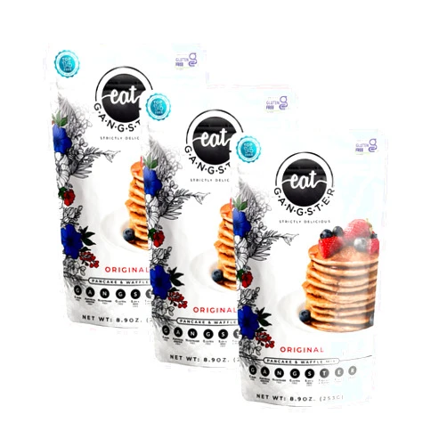 Eat G·A·N·G·S·T·E·R eat G.A.N.G.S.T.E.R. Vegan Pancake & Waffle Mix - Allergy-Friendly Baking Mix, Grain-Free, No Dairy, Nuts, Gluten, Dairy - For Paleo & AIP Diets, Fluffy Pancake & Crispy Waffle Breakfast Food, 3 Pack