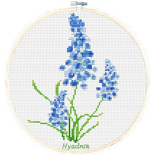 Awesocrafts Cross Stitch Kits Hyacinth Flowers 11CT Stamped Patterns Easy Cross Stitching Embroidery Needlework Kit Supplies (Hyacinth)