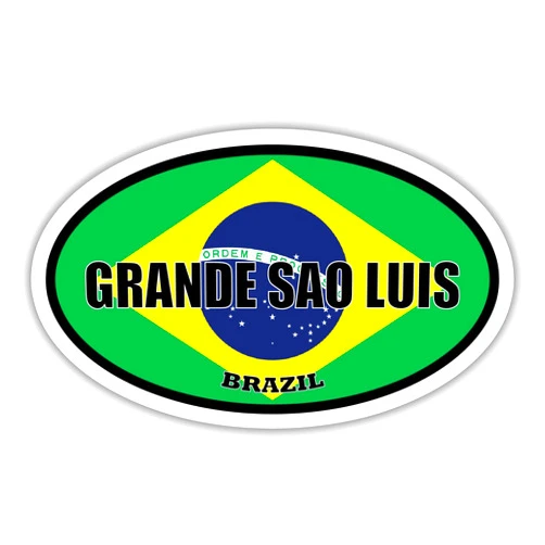 STICKER FRENZY 3 Pack 2x3 inches | Grande Sao Luis Brazil Flag Oval Sticker Construction Toolbox, Hardhat, Lunchbox, Helmet, Mechanic, Luggage