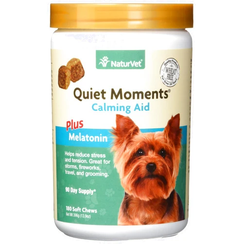 NaturVet Quiet Moments Calming Aid Plus Melatonin 180 Soft Chews 13.9OZ