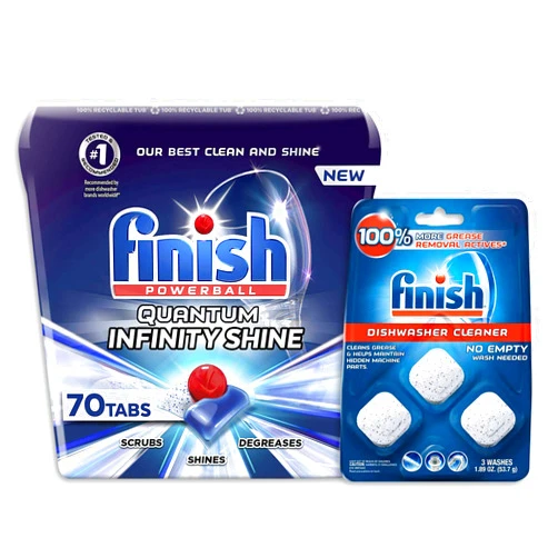 Finish Quantum Infinity Shine 70 Count Dishwasher Detergent Powerball + in-Wash Dishwasher Cleaner 70 Count + In-Wash Cleaner