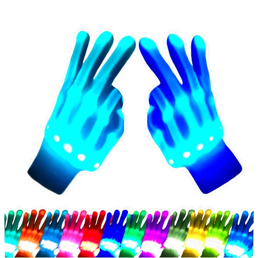 COLEDRE LED Gloves 12 Colors Girls Boys Toys Age 6-8 8-12 Years Old Stocking Stuffers Light Up Gloves for Kids Cool Fun Costumes Gifts for Halloween Christmas Carnival Birthday Parties (1 Pair M)