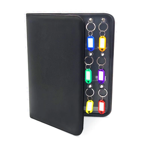 Bstansion Portable Zippered Key Organizer,Leather Key Case with 36 Key Hooks and Tags Key Storage, Portable Manager,Landlord Key Binder,Zipper Key Organizers for Estate Sales,Hotel Executives,Car Rental Key Box