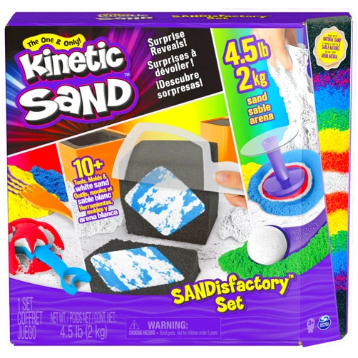 Kinetic Sand, Sandisfactory Set with 4.5lbs of Colored & Rare White Play Sand, 10 Tools & Molds, Christmas Gifts for Kids Ages 3+