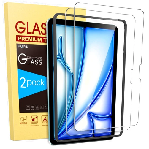 SPARIN 2 Pack Screen Protector for iPad Air 11-inch M3 2025 & M2 2024, (iPad Air 7th/6th Generation), Tempered Glass-Apple Pencil Pro & Case Compatible, Anti-Scratches, High Definition