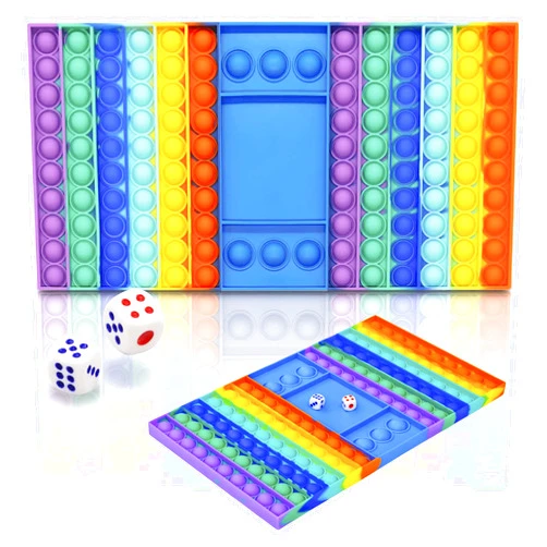 Small Discoverer Large Pop It Game Board - Fidget Board Game - Big Popit Rainbow Chess Board Push Bubble Fidget Toy - Large Bubble Popit Game - Fidget Sensory Toys for Parent Child - Jambo Pop It Game Board (2 Person)