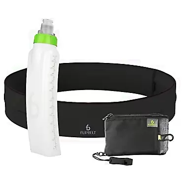 FlipBelt Running Starter Plus Bundle, Classic Running Belt Size Small + 11 oz. Arc Water Bottle + Zippered Ultra Wallet, Running Workout Gear for Women and Men, Sports and Exercise Accessories