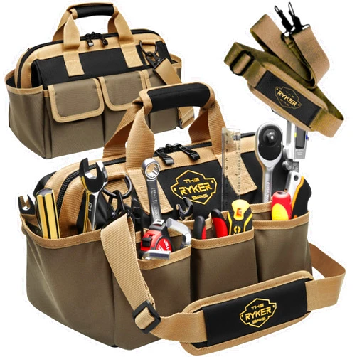 The Ryker Bag The Ryker Heavy Duty Tool Bags for Men/Women. 14 Inch Small Wide Mouth Mechanic/plumber/Contractor/Electrician Tool Bag Organizer 22Pockets Soft Portable Tools Bags Organizer Toolbag for plumbing