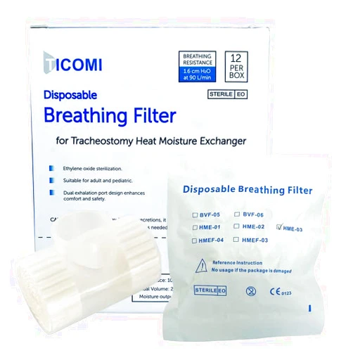 UrbAmerican TICOMI Tracheotomy Humidifier, Heat Moisture Exchanger, HME for Suitable for Tracheostomy, EO Sterilization, 12 per Box
