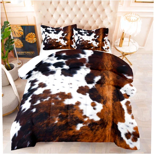 Tailor Shop Full Size Bedding Set with Cow Print, 3Pcs Comforter and Pillowcases, All Seasons, for Kids Teens Boys Girls