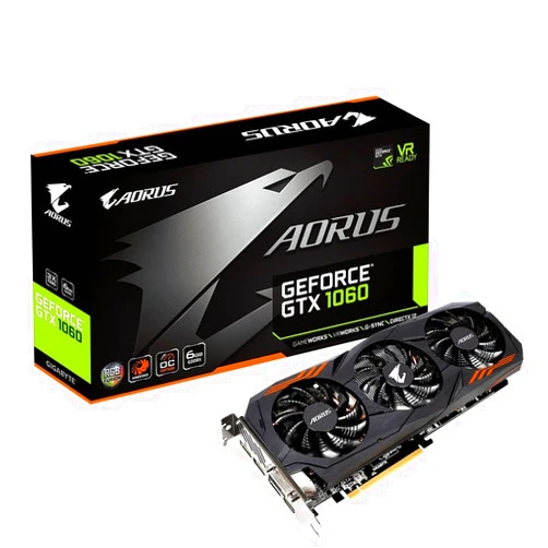 GIGABYTE AORUS GeForce GTX 1060 6G REV 2.0 Computer Graphics Card - GV-N1060AORUS-6GD REV2.0