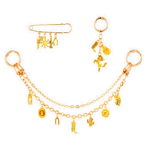 Zaamwoyy Bag Charms for Handbags - 3pcs Trendy Metal Purse Charms Set with Charm, Safety Pin, and Keychain, Elegant Key Pendant Accessories for Personalizing Bags, Fashion Lovers Women