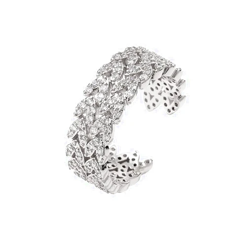 Follsy Statement Metal Open Ring Sophisticated Micro-Set Zircon Ring- Platinum Plated