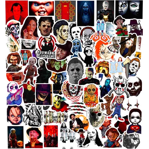 FEEWELL 200 Pcs Horror Stickers, Vinyl Waterproof Laptop Decals Water Bottle Stickers, Horror Movie Theme Decor Halloween Stickers Scary Gift for Teens Adults