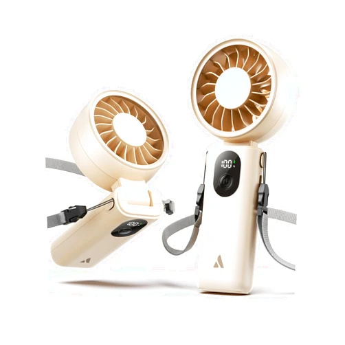 Aecooly Mighty Portable Handheld Fan | 20H Max Cooling Time | 3 Flexible Modes | 5 Speeds Wind | Battery Level Display | USB Rechargeable Mini Personal Battery Powered, Gifts for Women, Travel -Beige