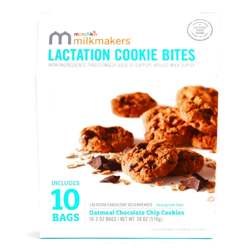Munchkin Milkmakers Lactation Cookie Bites, Oatmeal Chocolate Chip, 10 Ct