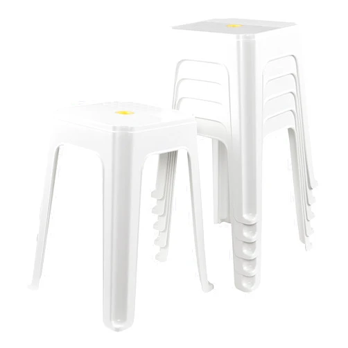 Vababa 6 Pack 18.7 Inch White Plastic Stackable Stools with Square Seat, Plastic Stack Nesting Stools for Home, School Classroom, Office