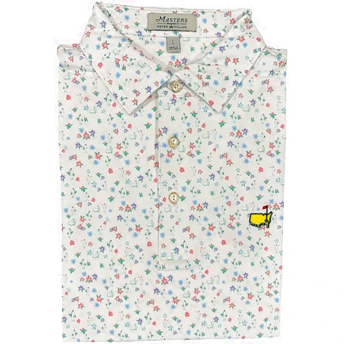 PETER MILLAR Masters Men's Performance Tech Caddie and Azaleas Pattern Golf Shirt Polo
