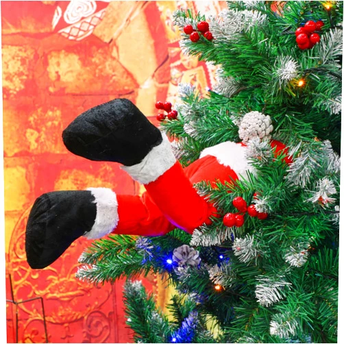 SUPVOX Christmas Stuffed Legs: Santa Claus Legs Stuck in Tree, Red Stuffed Santa Le g Ornament for Christmas Tree Topper, Fireplace Mantel & Holiday Party Hanging Decor