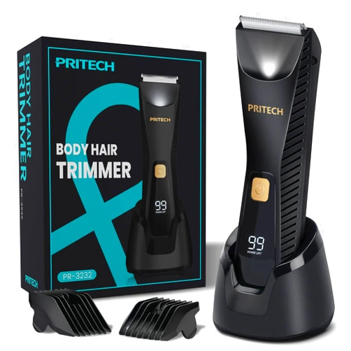 PRITECH Manscape Body Hair Trimmer - Waterproof Pubic Hair Ball Trimmer, Ceramic Blade Shavers Electric Razors for Men with USB-C Charging, Wet/Dry Use, Nick-Free Mens Grooming Kits, Gifts for Men