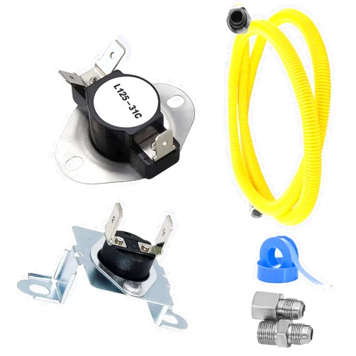 Puxyblue Thermal Fuse 6931EL3003D &Thermostat 6931EL3001F replacement with 72 Inche Versatile Gas Hose Connector Kit