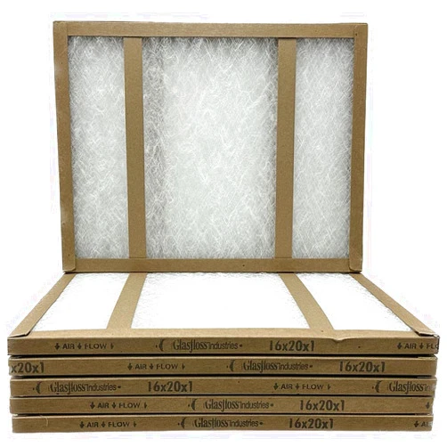 Glasfloss 16x20x1 Glasfloss Fiberglass Air Filter, Double Strut, GDS Series, Made in USA, Actual Size: 15 5/8 x 19 5/8 x 3/4 (Box of 6)