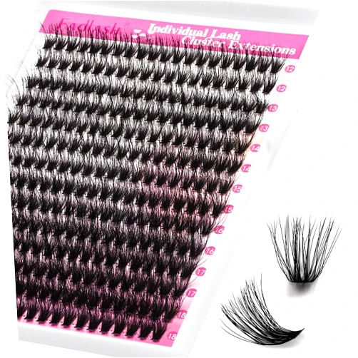 FADLASH Lash Clusters 240pcs 40D 12-18mm Mixed Tray 3D Effect Volume Individual Lashes Cluster Eyelash Extensions Fluffy Soft D Curl Individual Lashes DIY Lash Extension Kit at Home (40D-0.07-D,12-18mm)