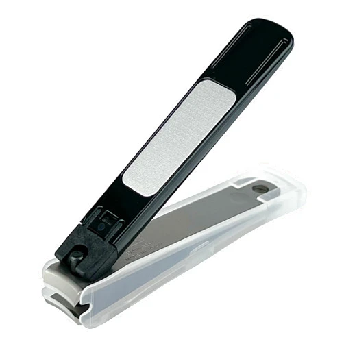 Generic Kai Nail Clippers Type 001M Black Stainless Steel Fingernail Toenail Thick Nail Clipper Cutter KE0101 with File & Catcher for Adult Seniors Men Women Made in Japan