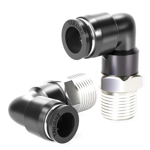 TAILONZ PNEUMATIC Male Elbow 6mm Tube OD x 1/4 Inch NPT Thread 90 Push to Connect Fittings PL6-N2 (Pack of 10)