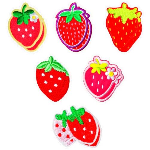 Jefuzh Strawberry Patches Iron On, 12 PCS Red Iron On Patches Sew On Applique, Cute Iron On Patches, Embroidered Decorative DIY for Clothes Jacket Jeans Backpack Hat