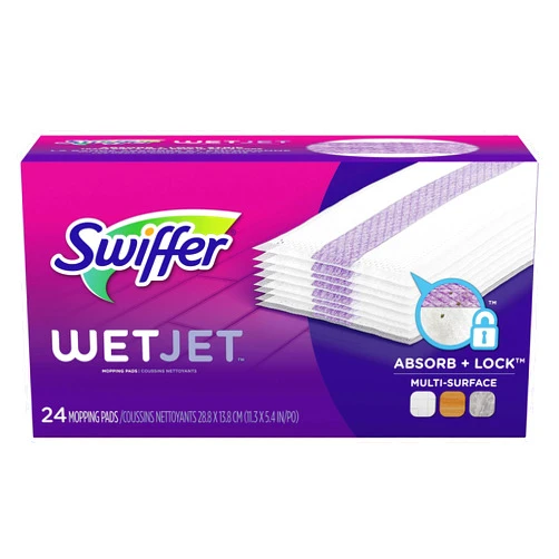Swiffer WetJet Hardwood Floor Cleaner Spray Mop Pad Refill, Multi Surface, 24 Count