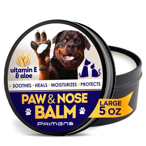 Primens 140g Natural Revitalizing Dog Paw Pad Balm & Nose - Lick Safe - Moisturizer for Cracked Paws Protection Nourish Repair Damage, Dryness, Heat, Winter Snow with Vitamin E & Aloe, Pet Cat Dogs Paw Wax