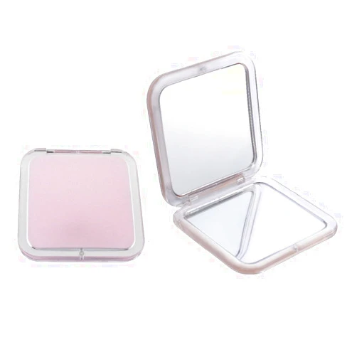 YoHumk 15x Magnifying Compact Mirror for Purses and Travel - Handheld 2 Sided 15x/1x Makeup Mirror - Slim Pocket Mirror, Portable & Foldable Square 3.3” x 3.3” (Pink)