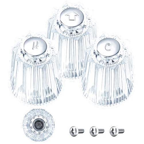 Enhon Shower Faucet Handle Replacement, Compatible with Price Pfister Windsor Tub and Shower Faucets, 3 Pieces Hot Cold and Diverter Shower Knob Replacement, Clear Acrylic
