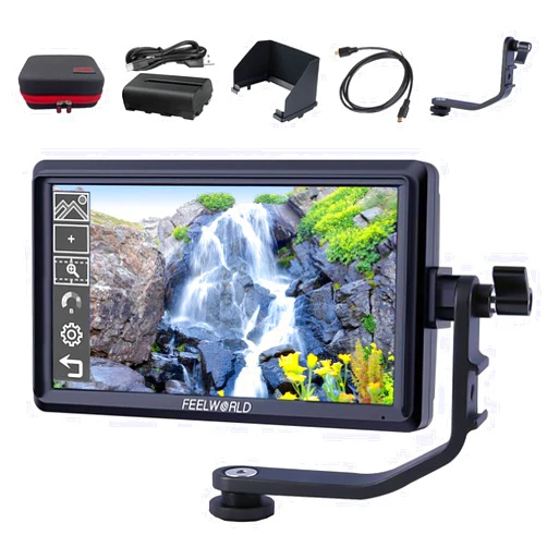 FEELWORLD S55 V3 + Battery + Carry Case 6 Inch DSLR Camera Field Monitor FHD 1920x1080 IPS LUT Video Peaking Focus Assist with 4K HDMI 8.4V DC Input Output