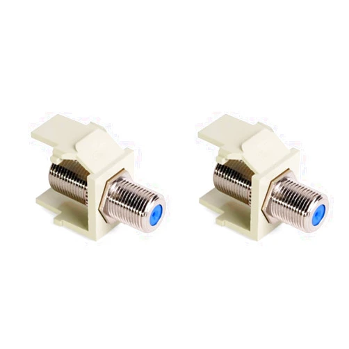 Leviton 41084-FIF QuickPort F-Type Adapter, Nickel-Plated, Ivory (Pack of 2)
