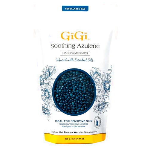 GiGi Hard Wax Beads, Soothing Azulene Hair Removal Wax for Sensitive Skin, 14 oz