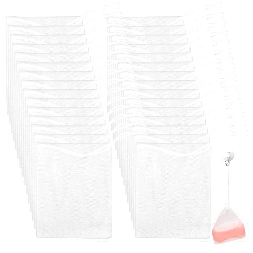 Mozeat Lens 30 PCS Exfoliating Mesh Soap Saver Pouch Bag Mesh Soap Bag Soap Handmade Soap Bubble Mesh Net Bags with Drawstring Mesh Foaming Net Soap Sack Bags for Bath & Shower