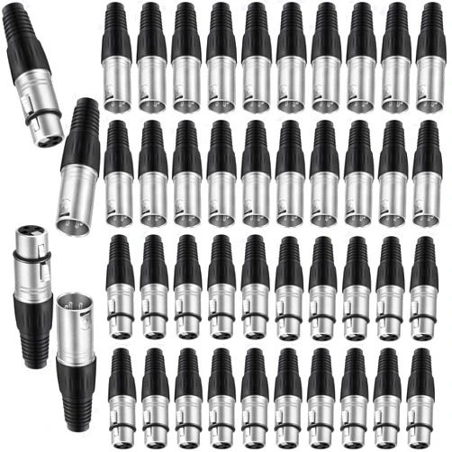 Zhengmy 20 Pcs 3 Pin XLR Solder Type Connector 10 Male and 10 Female Plug Cable Connector Microphone Audio Socket Accessories Made of Zinc Alloy for Microphone