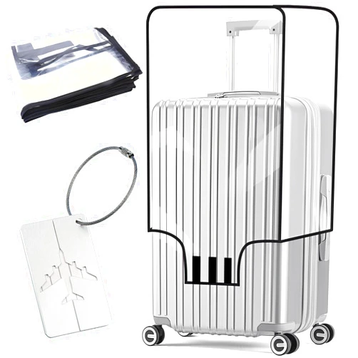 OKAMMY Clear PVC Suitcase Covers - Luggage Protector Covers 28 Inch - TSA Approved, Clear Luggage Cover with 1 PC Luggage Tag for Wheeled Suitcase
