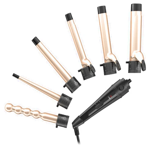 Duomishu 6-in-1 Curling Iron, Professional Instant Heat Up Hair Curling Wand Set with 6 Interchangeable Ceramic Barrels (0.35'' to 1.25'') and 2 Temperature Adjustments, Heat Protective Glove & 2 Clips