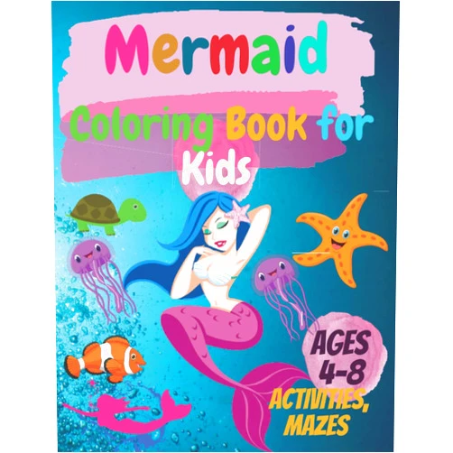 Rachedy Publishing Mermaid Coloring Book for Kids Ages 4-8 Activities, Mazes: A Fun Kid Workbook Game For Learning, Coloring, Mazes, and More! Mermaid Activity Book